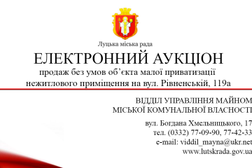 Про продаж на електронному аукціоні без умов об’єкта малої приватизації  Луцької міської територіальної громади нежитлового приміщення на вул. Рівненській, 119 а