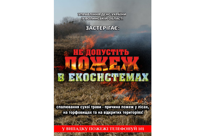 Луцький МРВ УДСНС України у Волинській області звертається до усіх громадян: не провокуйте пожеж в екосистемах!